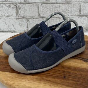 Keen Sienna MJ MaryJane Womens 9.5 Wide Blue Canvas Slip On Shoes